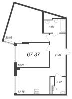 2 ккв № 132, Секция 4  в ЖК GloraX Premium Василеостровский