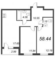 3 ккв (Евро) № 2 Корп.: 2.6 , Секция 1  в ЖК Город Первых