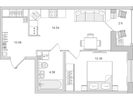1 ккв № 582 Корп.: 4.7 , Секция 4  в ЖК Город Первых