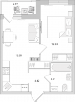 2 ккв (Евро) № 137 Корп.: 2.2 , Секция 3  в ЖК Город Первых