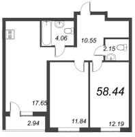 3 ккв (Евро) № 20 Корп.: 2.6 , Секция 1  в ЖК Город Первых