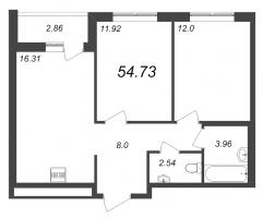 3 ккв (Евро) № 336 Корп.: 2.5 , Секция 2  в ЖК Город Первых