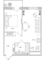 2 ккв (Евро) № 173 Корп.: 4.7 , Секция 1  в ЖК Город Первых