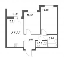 3 ккв (Евро) № 314 Корп.: 2.7 , Секция 2  в ЖК Город Первых