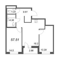 3 ккв (Евро) № 377 Корп.: 2.7 , Секция 2  в ЖК Город Первых