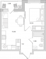 2 ккв (Евро) № 127 Корп.: 2.1 , Секция 1  в ЖК Город Первых