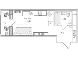Студия № 364 Корп.: 4.5 , Секция 2  в ЖК Город Первых