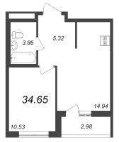 2 ккв (Евро) № 140 Корп.: 2.5 , Секция 1  в ЖК Город Первых