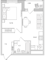 2 ккв (Евро) № 539 Корп.: 4.7 , Секция 4  в ЖК Город Первых