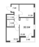 3 ккв (Евро) № 568 Корп.: 2.7 , Секция 3  в ЖК Город Первых