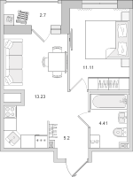 2 ккв (Евро) № 362 Корп.: 4.5 , Секция 2  в ЖК Город Первых