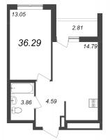 2 ккв (Евро) № 533 Корп.: 2.5 , Секция 3  в ЖК Город Первых