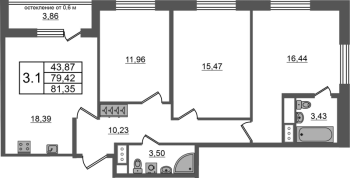 4 ккв (Евро) № 137 Корп.: 12 , Секция 1  в ЖК Город Звезд