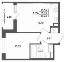 2 ккв (Евро) № 526 Корп.: 13 , Секция 3  в ЖК Город Звезд
