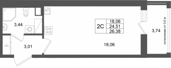 Студия № 38 Корп.: 13 , Секция 1  в ЖК Город Звезд