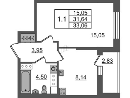 1 ккв № 125 Корп.: 6 , Секция 1  в ЖК Город Звезд