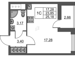 Студия № 121 Корп.: 3 Уч. 20 , Секция 1.2  в ЖК Город Звезд