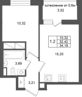 2 ккв (Евро) № 330 Корп.: 15 , Секция 2  в ЖК Город Звезд