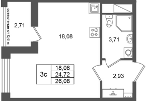 Студия № 117 Корп.: 16.1 , Секция 1  в ЖК Город Звезд