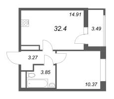 1 ккв № 319 Корп.: 5.2 Уч. 23 , Секция 2  в ЖК Город Звезд