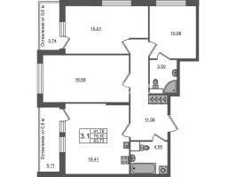 4 ккв (Евро) № 7 Корп.: 11 , Секция 1  в ЖК Город Звезд