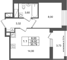 1 ккв № 13 Корп.: 16.1 , Секция 1  в ЖК Город Звезд