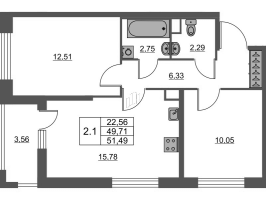 3 ккв (Евро) № 152 Корп.: 4 Уч. 22 , Секция 2  в ЖК Город Звезд