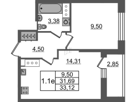 1 ккв № 234 Корп.: 6 , Секция 1  в ЖК Город Звезд