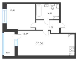 2 ккв (Евро) № 74 Корп.: 5.1 Уч. 23 , Секция 1  в ЖК Город Звезд