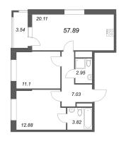 3 ккв (Евро) № 174 Корп.: 5.2 Уч. 23 , Секция 1  в ЖК Город Звезд