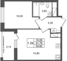 1 ккв № 298 Корп.: 16.1 , Секция 1  в ЖК Город Звезд