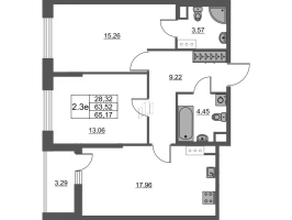 3 ккв (Евро) № 311 Корп.: 4 Уч. 22 , Секция 2  в ЖК Город Звезд