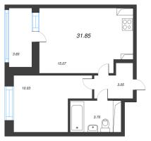 2 ккв (Евро) № 383 Корп.: 13 , Секция 3  в ЖК Город Звезд