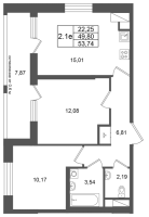 3 ккв (Евро) № 43 Корп.: 14.1 , Секция 1  в ЖК Город Звезд