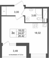 Студия № 693 Корп.: 13 , Секция 5  в ЖК Город Звезд
