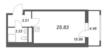 Студия № 15 Корп.: 5.2 Уч. 23 , Секция 1  в ЖК Город Звезд