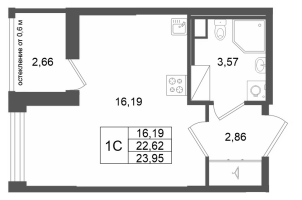 Студия № 458 Корп.: 13 , Секция 3  в ЖК Город Звезд