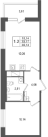 2 ккв (Евро) № 130 Корп.: 17.1 , Секция 1.1  в ЖК Город Звезд