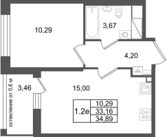 1 ккв № 550 Корп.: 16.2 , Секция 4  в ЖК Город Звезд