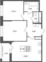 3 ккв (Евро) № 388 Корп.: 16.1 , Секция 2  в ЖК Город Звезд