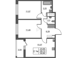 3 ккв (Евро) № 31 Корп.: 7 , Секция 1  в ЖК Город Звезд