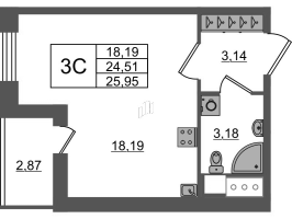 Студия № 159 Корп.: 8 Уч. 13 , Секция 2  в ЖК Город Звезд