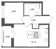 1 ккв № 571 Корп.: 13 , Секция 3  в ЖК Город Звезд