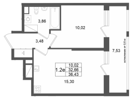 2 ккв (Евро) № 575 Корп.: 13 , Секция 3  в ЖК Город Звезд