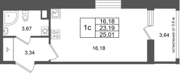 Студия № 44 Корп.: 14.1 , Секция 1  в ЖК Город Звезд