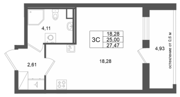 Студия № 243 Корп.: 13 , Секция 2  в ЖК Город Звезд