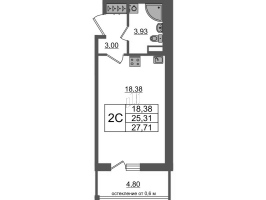 Студия № 417 Корп.: 12 , Секция 3  в ЖК Город Звезд