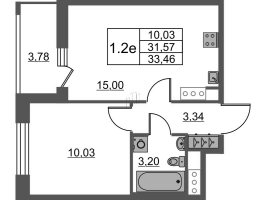 2 ккв (Евро) № 438 Корп.: 8 Уч. 13 , Секция 3  в ЖК Город Звезд