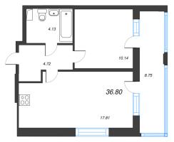 2 ккв (Евро) № 1 Корп.: 7 , Секция 1  в ЖК Город Звезд