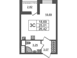 Студия № 534 Корп.: 12 , Секция 3  в ЖК Город Звезд